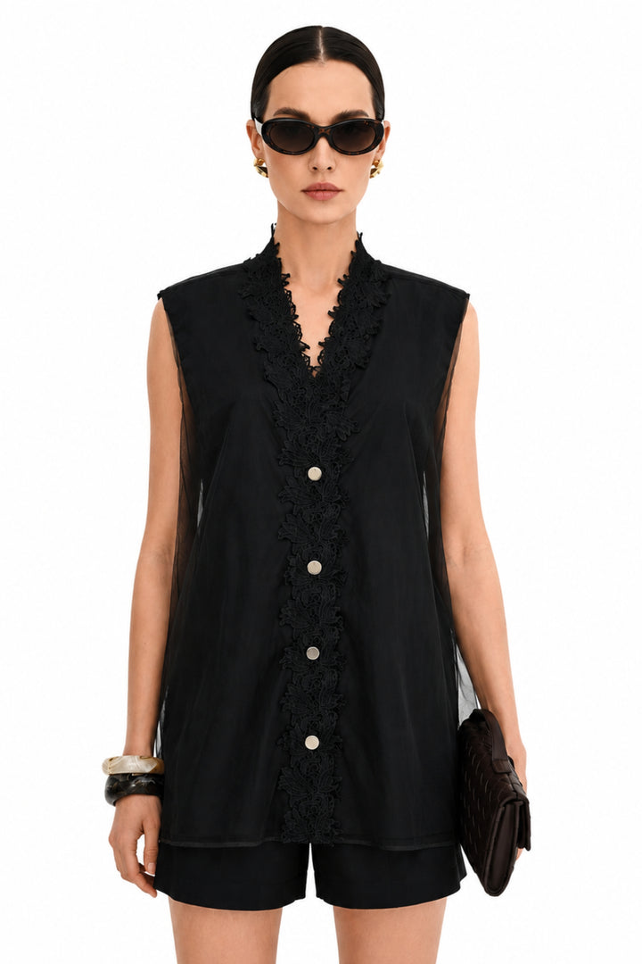 Black Orchid Lace Vest
