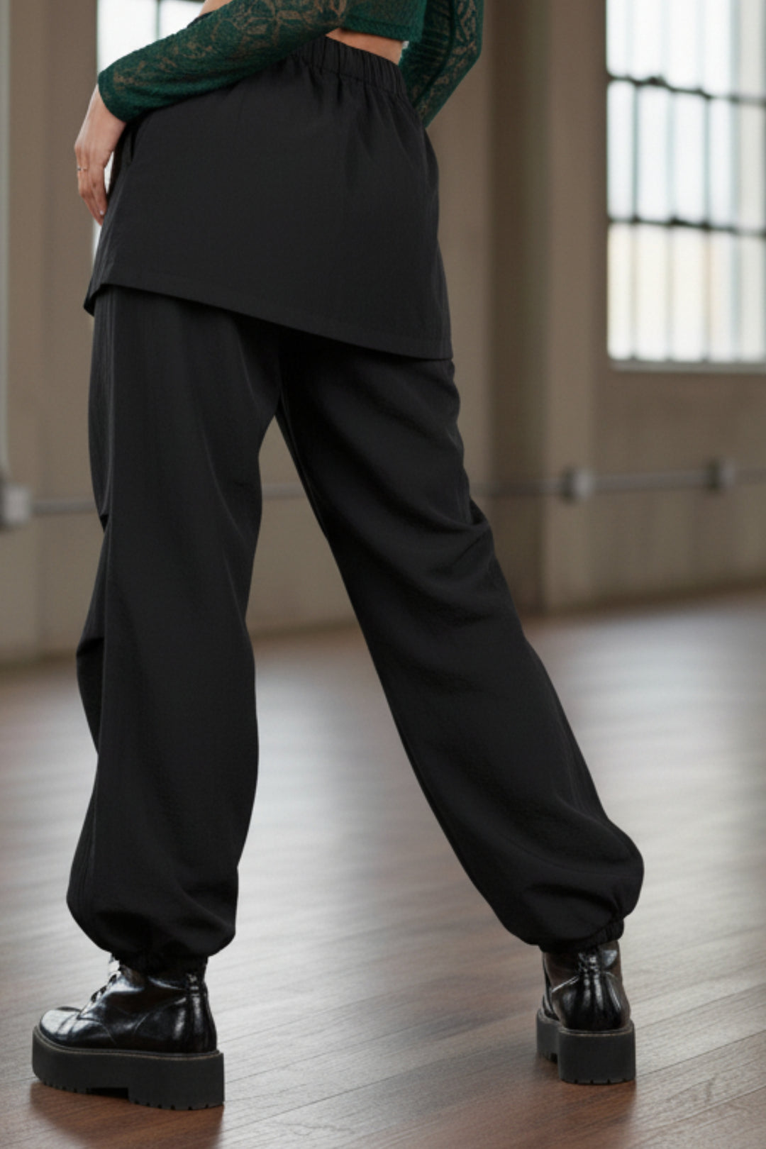 Black Cargo Pants With Detachable Skirt
