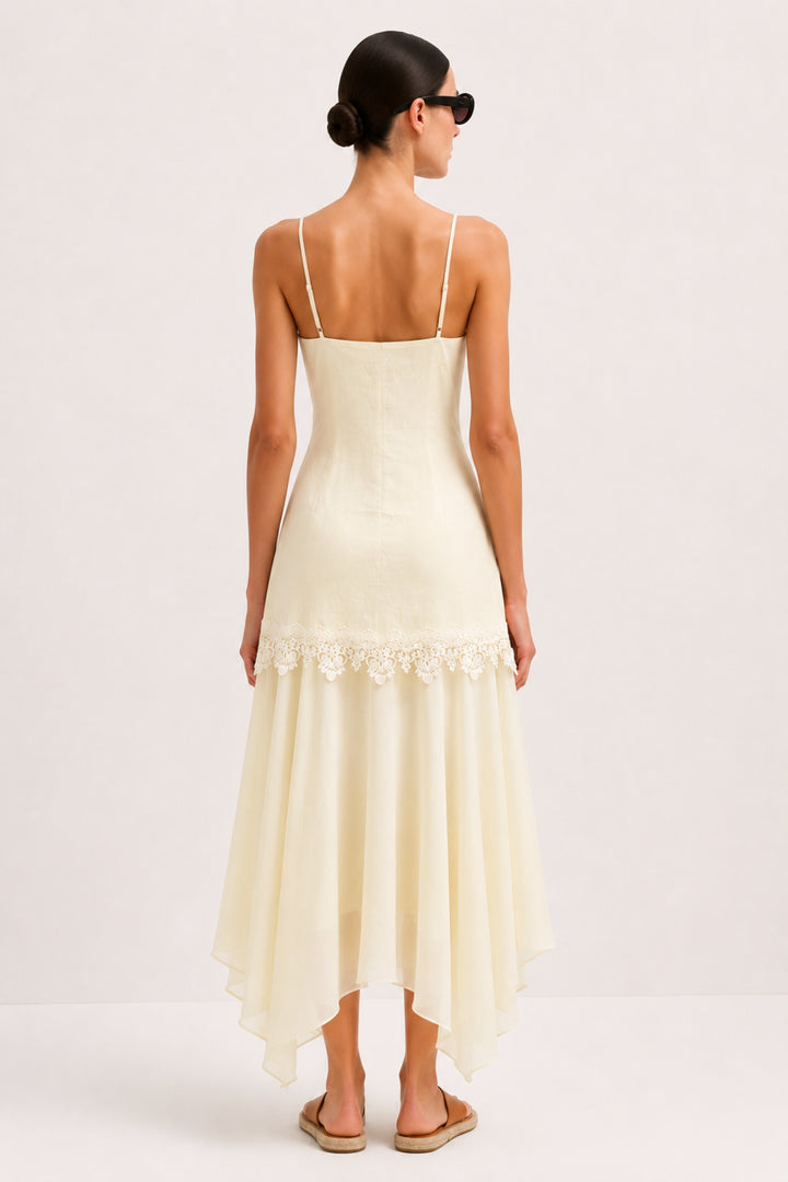 Ivory Whisper Lace Midi Dress