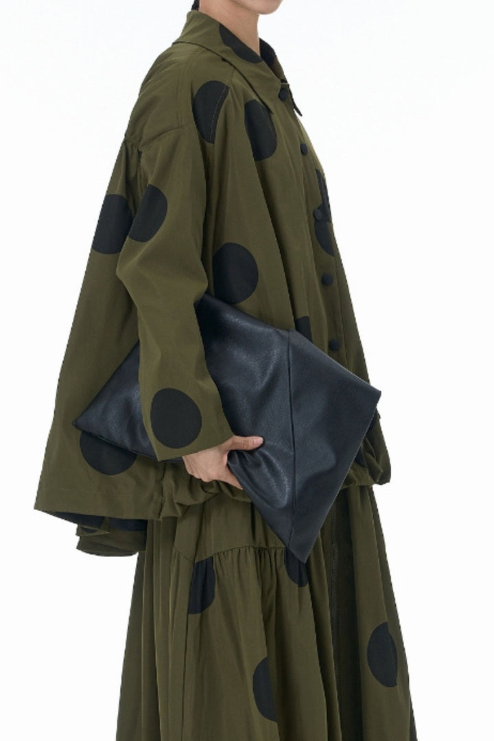 Olive Jacket With Black Polka Dot