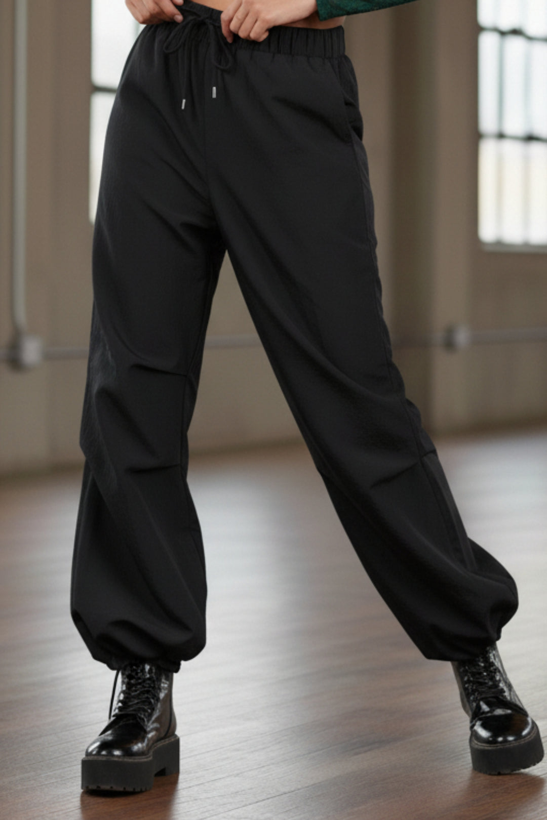 Black Cargo Pants With Detachable Skirt