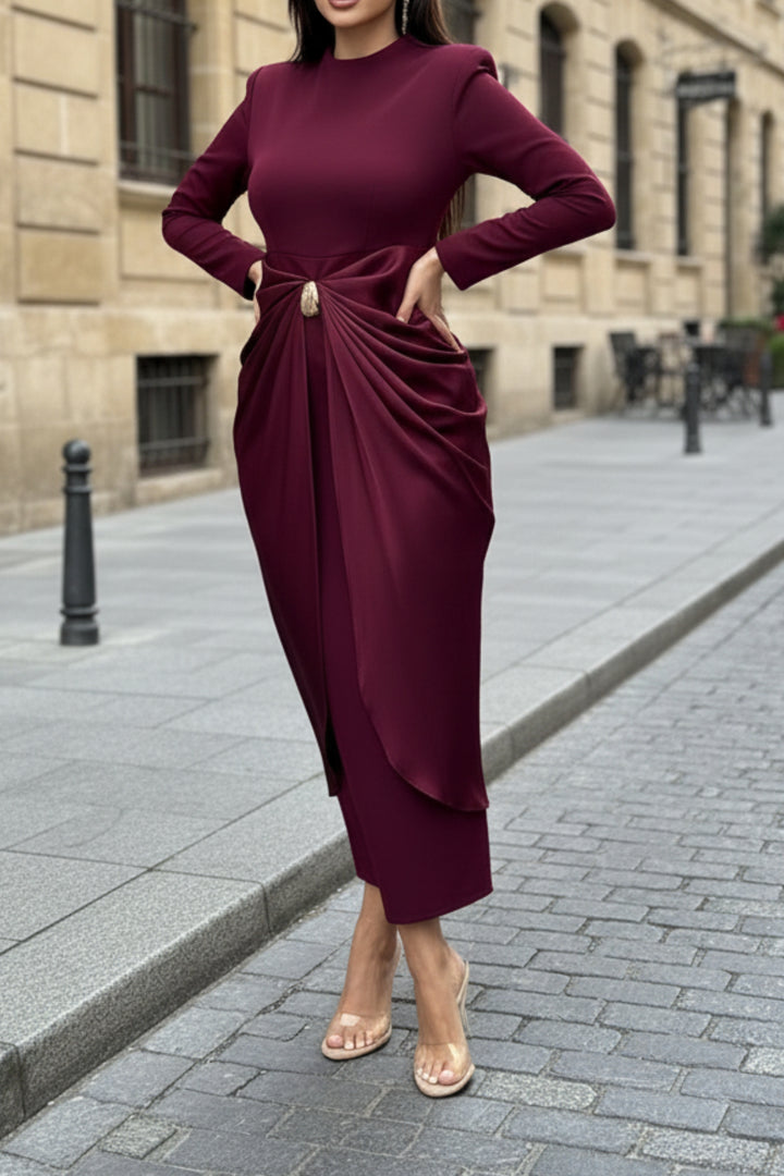 Imperial Maroon Draped dress