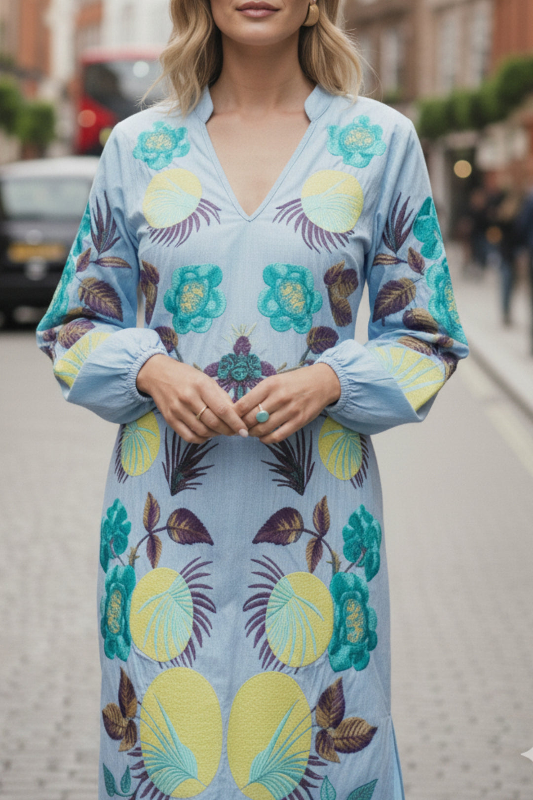 Intricate Blooming Print Cotton Dress