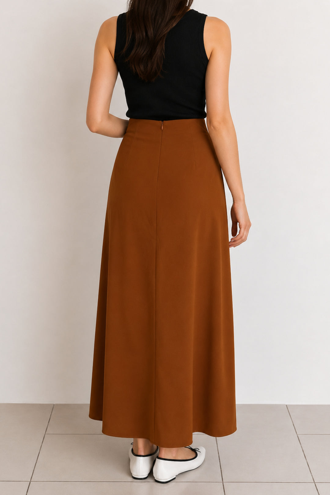 Brown Draped Hepburn Skirt