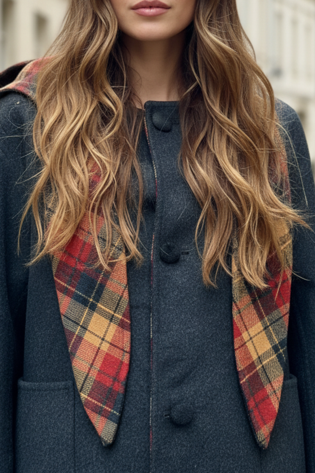 Amber Check Reversible Cashmere Coat