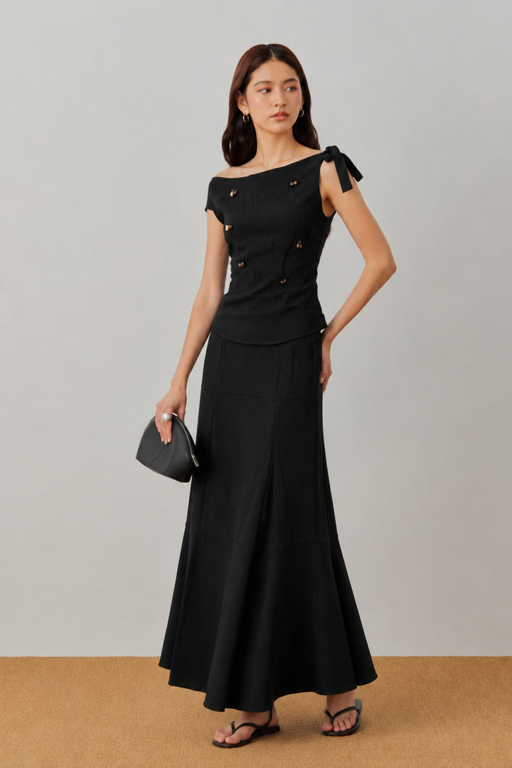 Noir Boat Neck Linen Co-ord