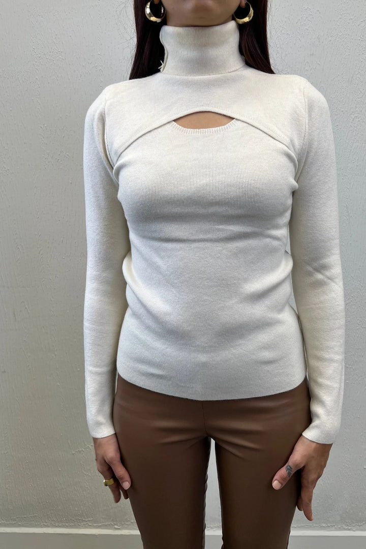 Creamy Comfort Cut-Out Sweater