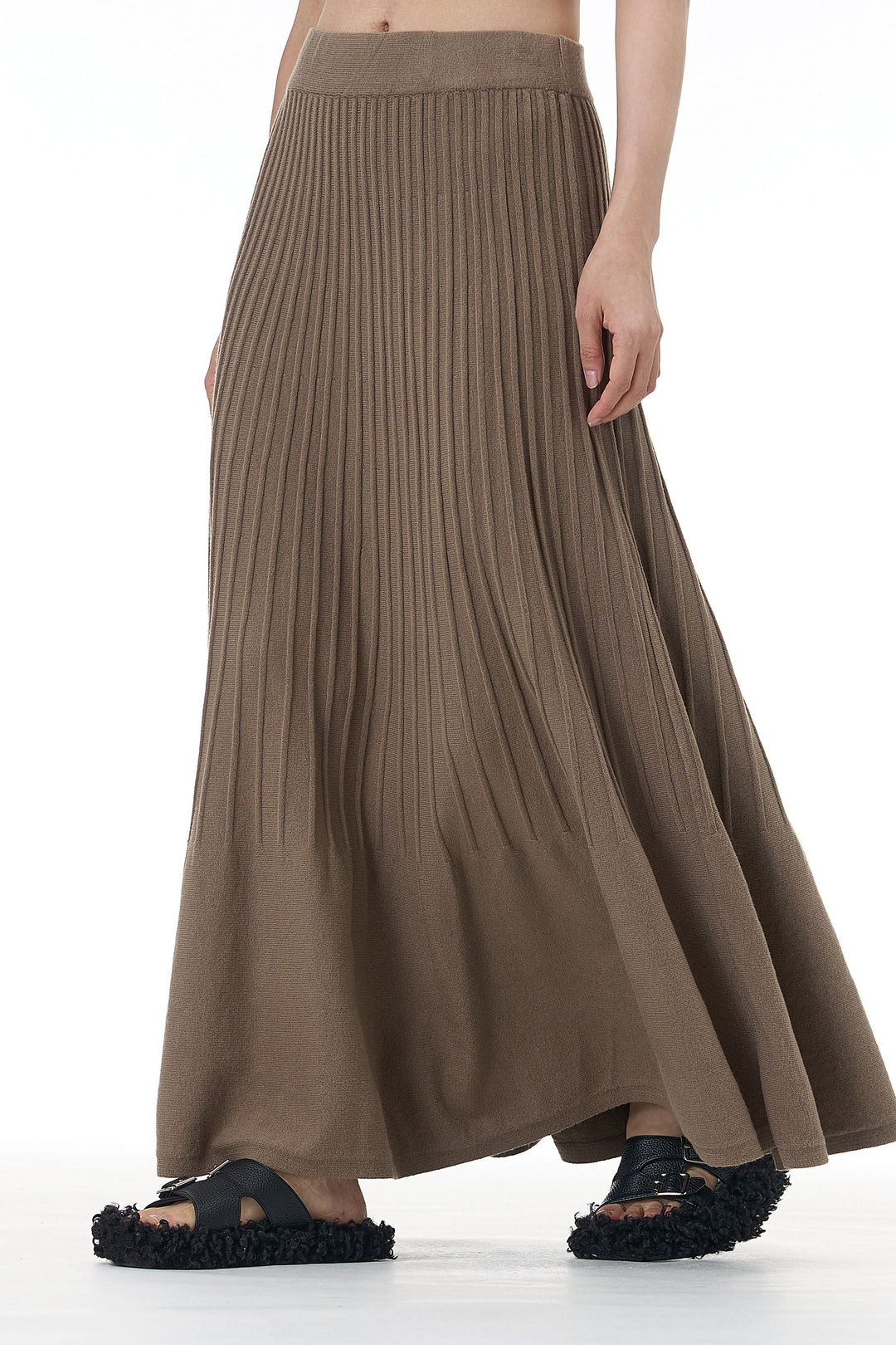 Almond Beige Knitted Skirt Co Ord