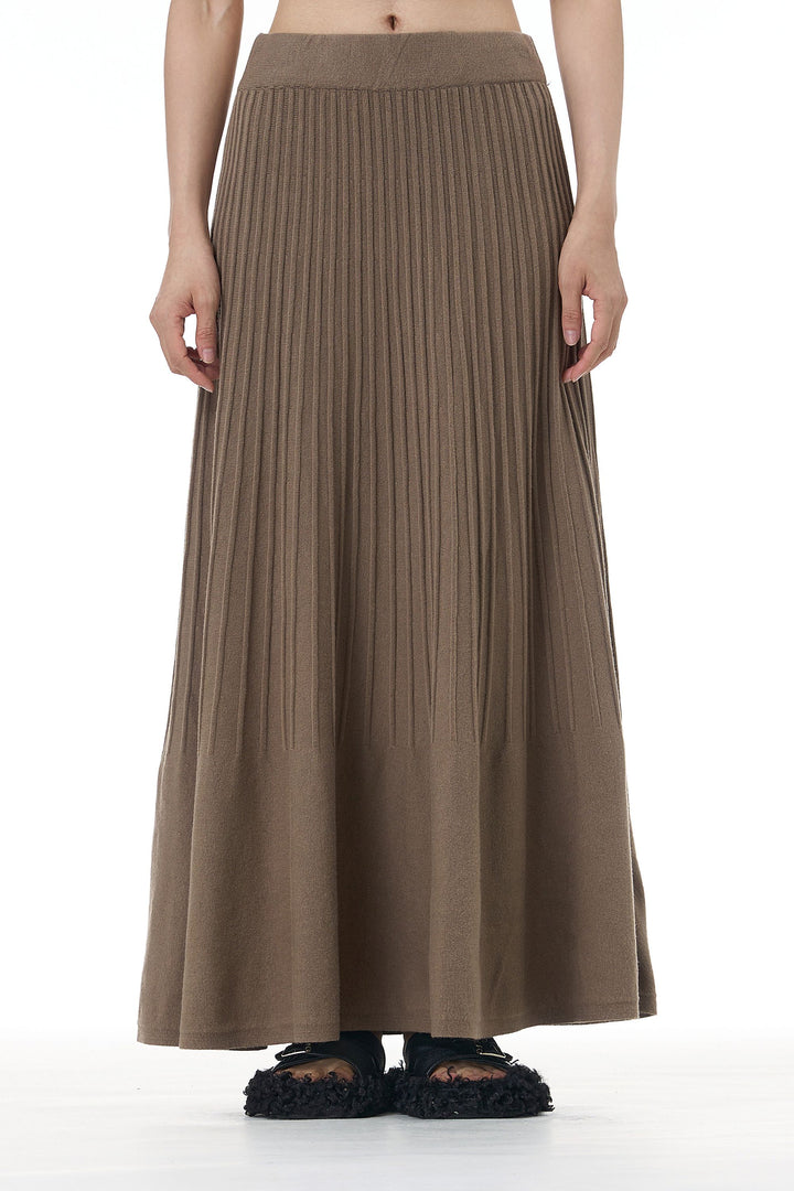 Almond Beige Knitted Skirt Co Ord