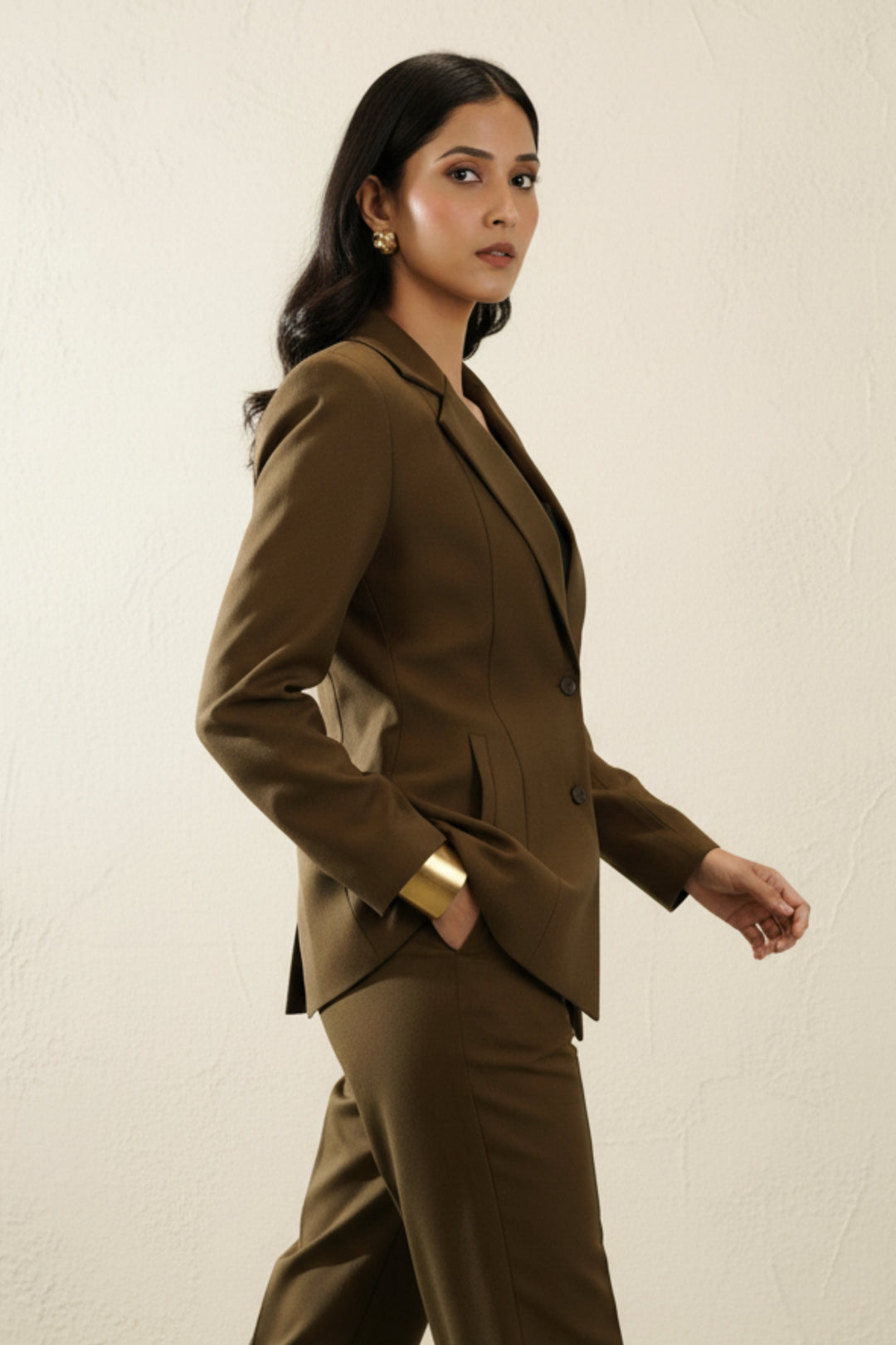 Rich Brown Summer Blazer and Pant Coord set