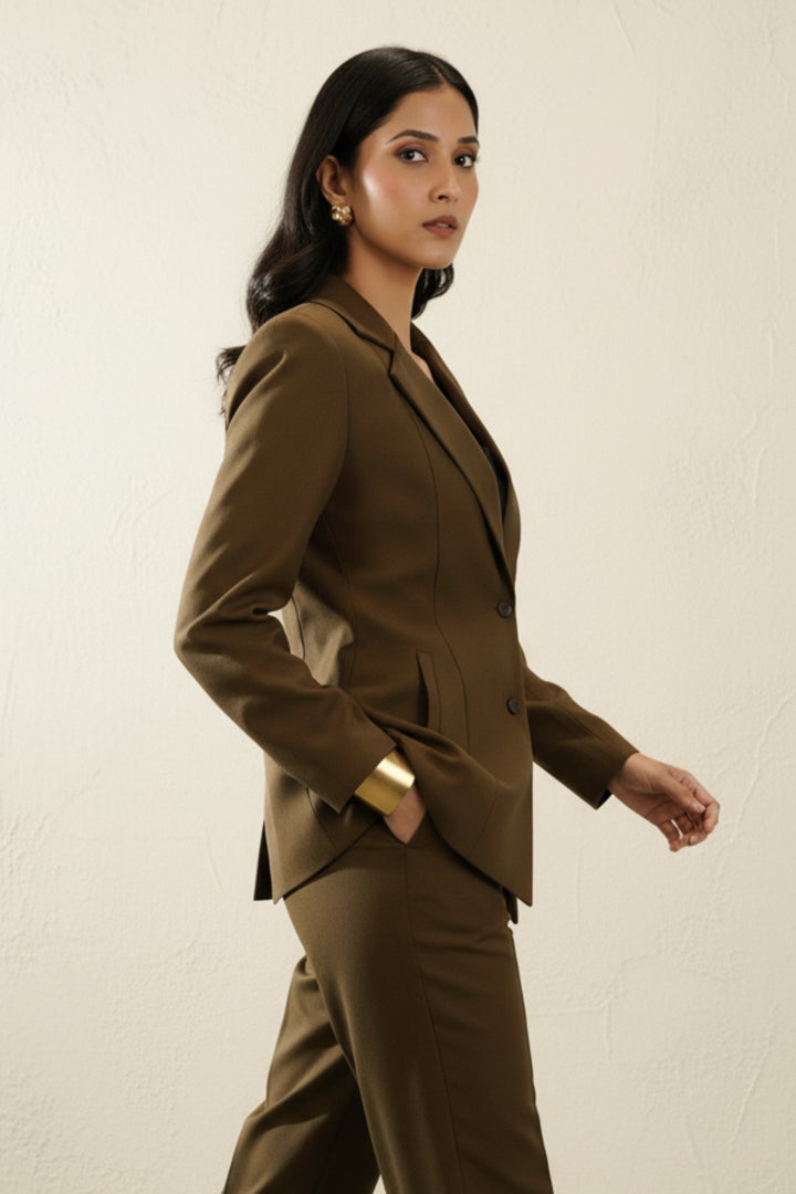 Rich Brown Summer Blazer and Pant Coord set