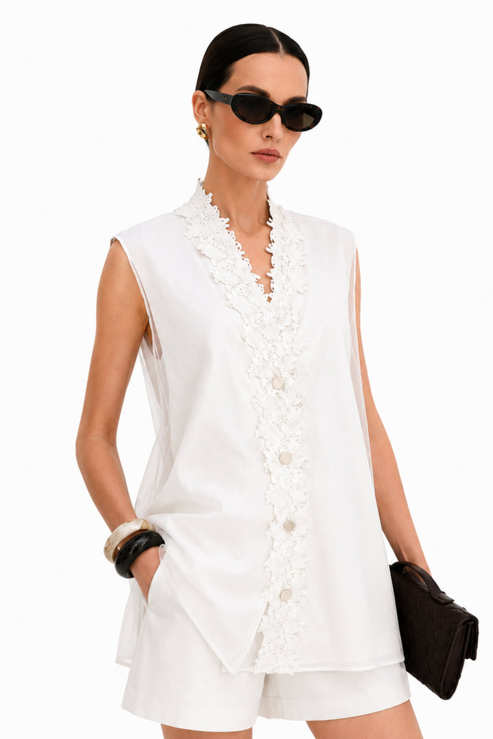 White Orchid Lace Vest
