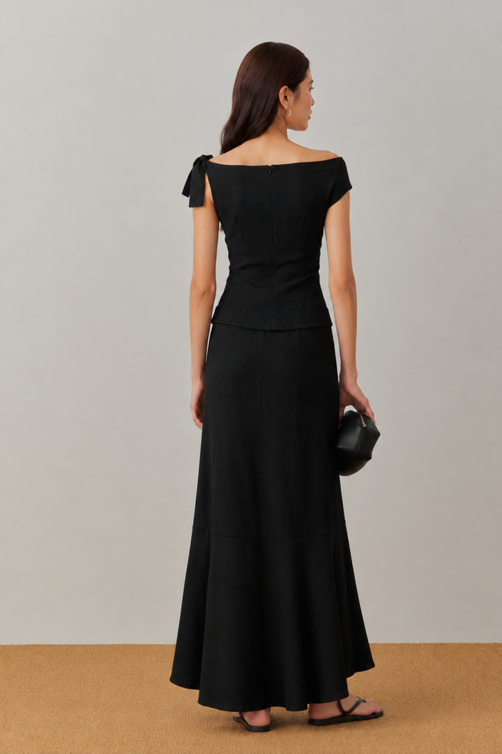 Noir Boat Neck Linen Co-ord