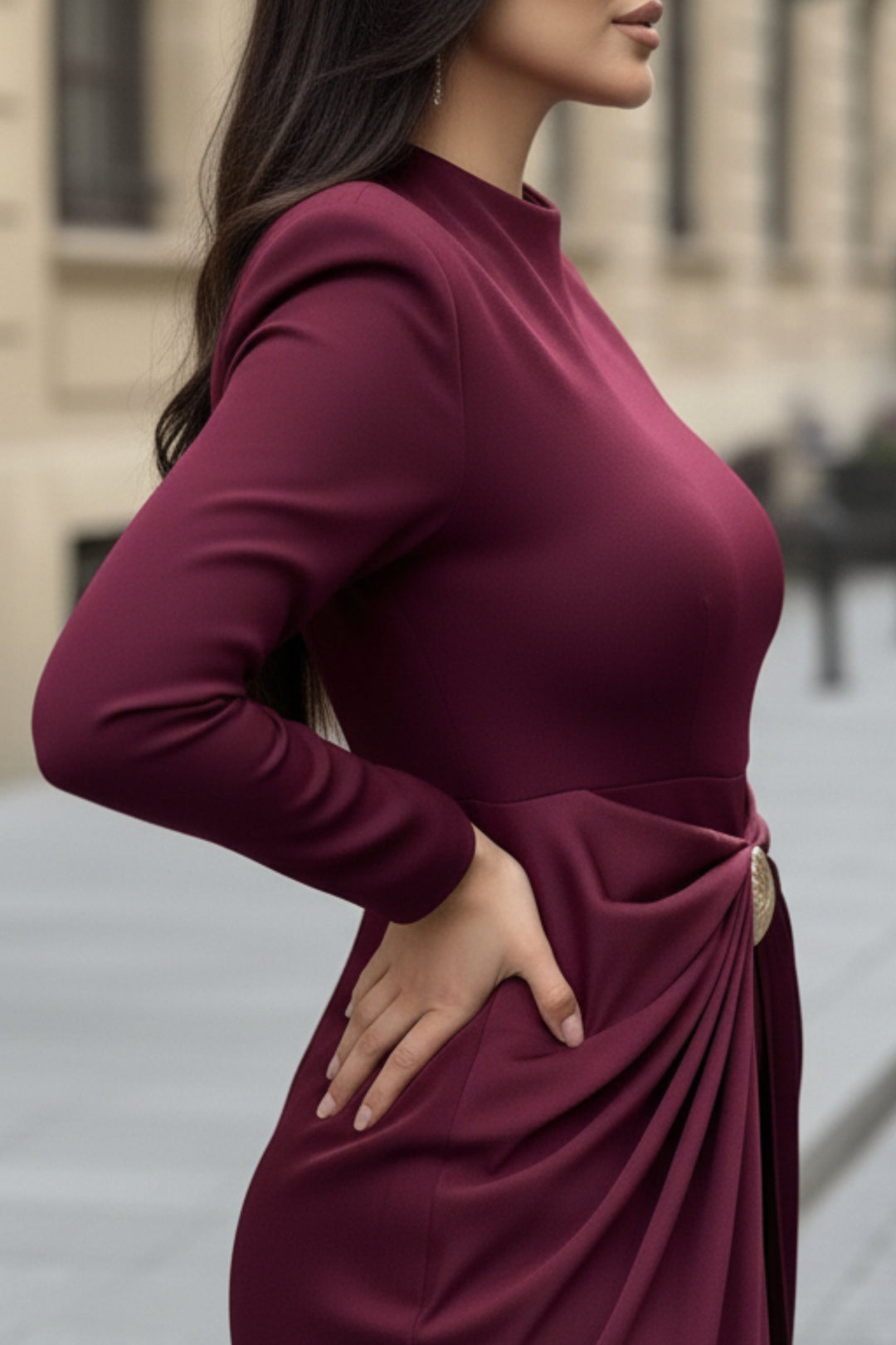 Imperial Maroon Draped dress