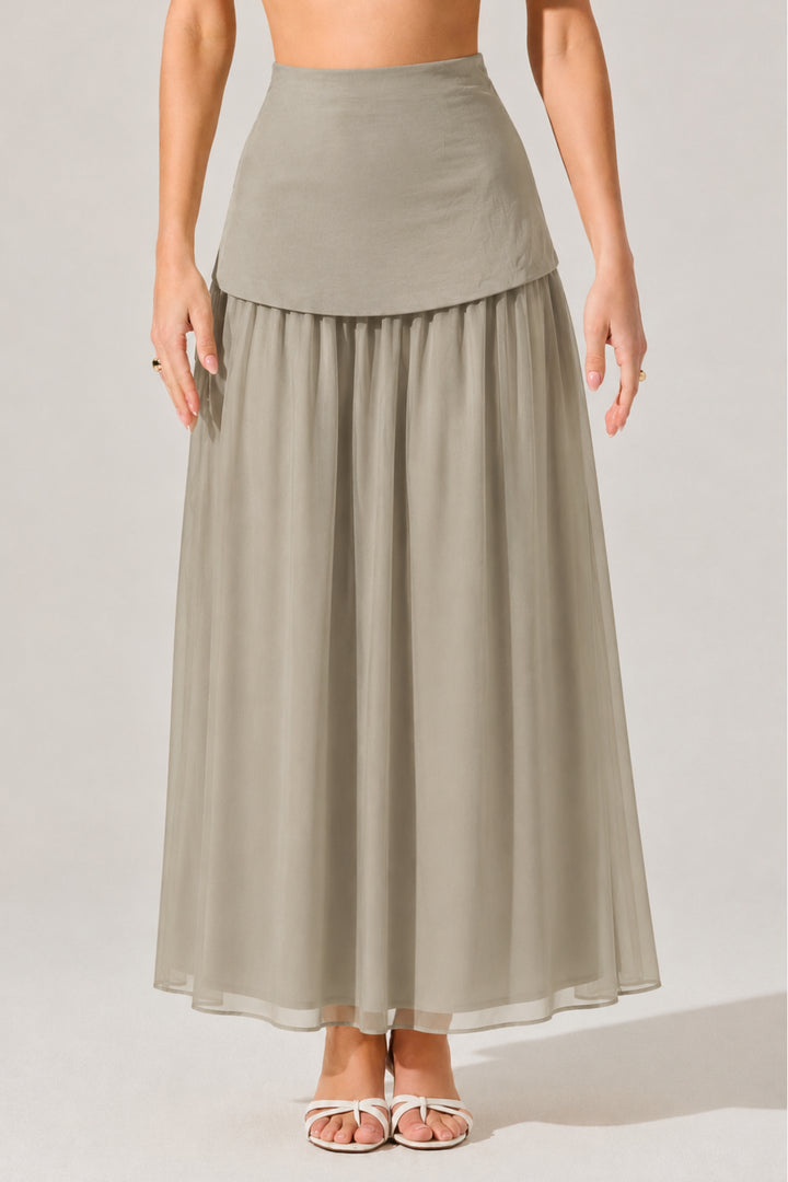 Ecru Chiffon Layered Skirt