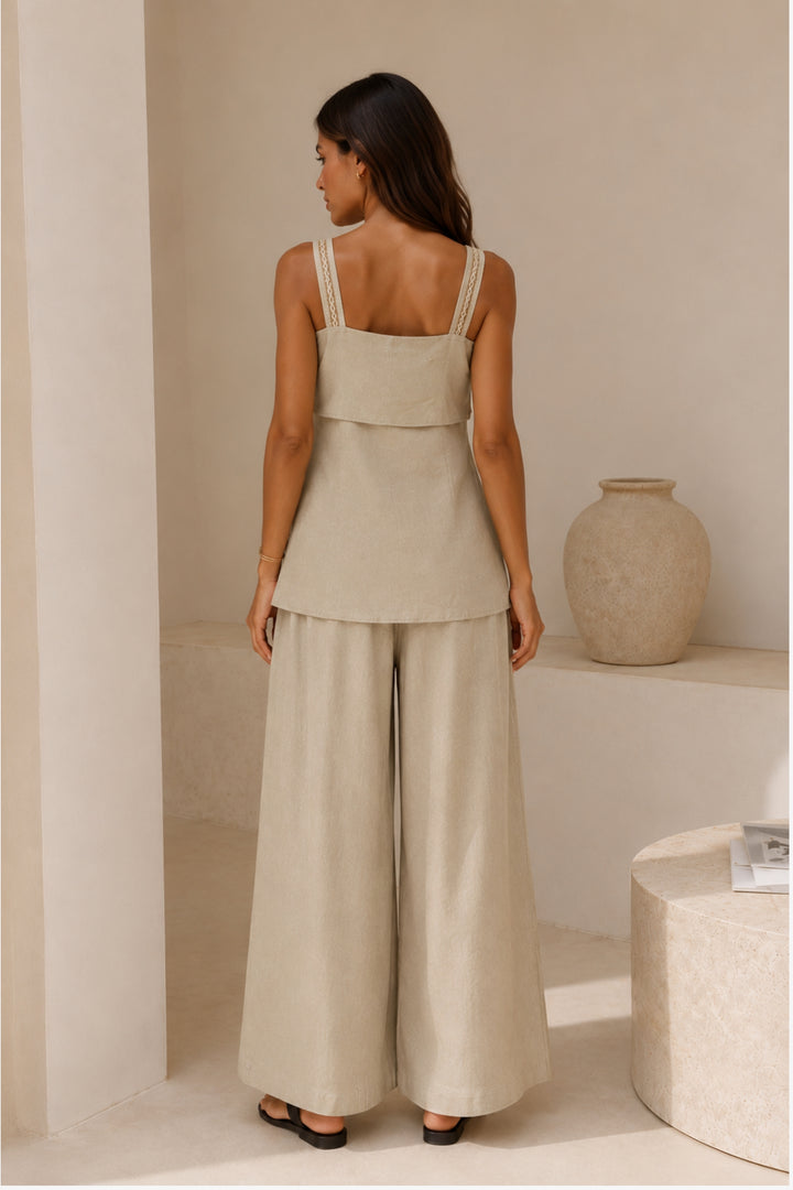 Ecru Linen Embellished Co-Ord