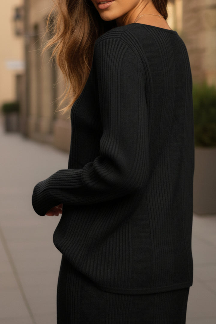 Noir Ribbed Skirt Co-ord Set