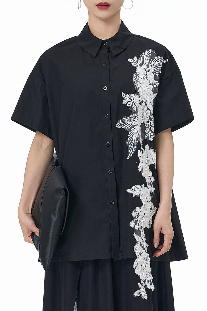 Raya Black Embroidered Shirt