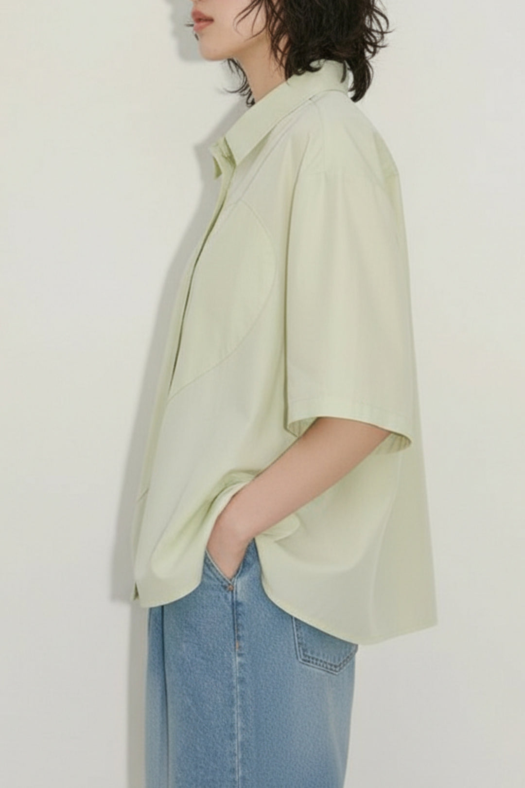 Lime Cream Cotton Shirt