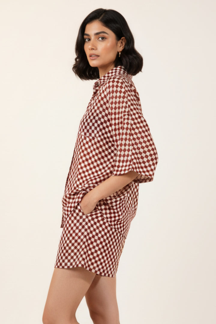 Checkered Linen Coord Set