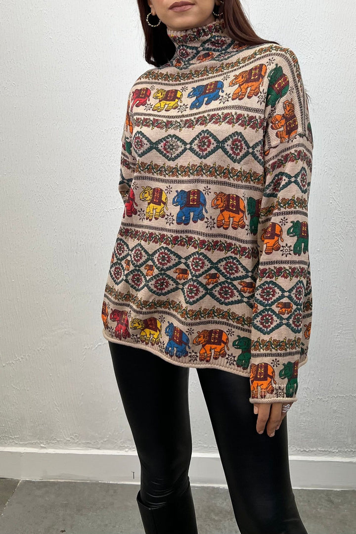 Block Print Knitted Sweater