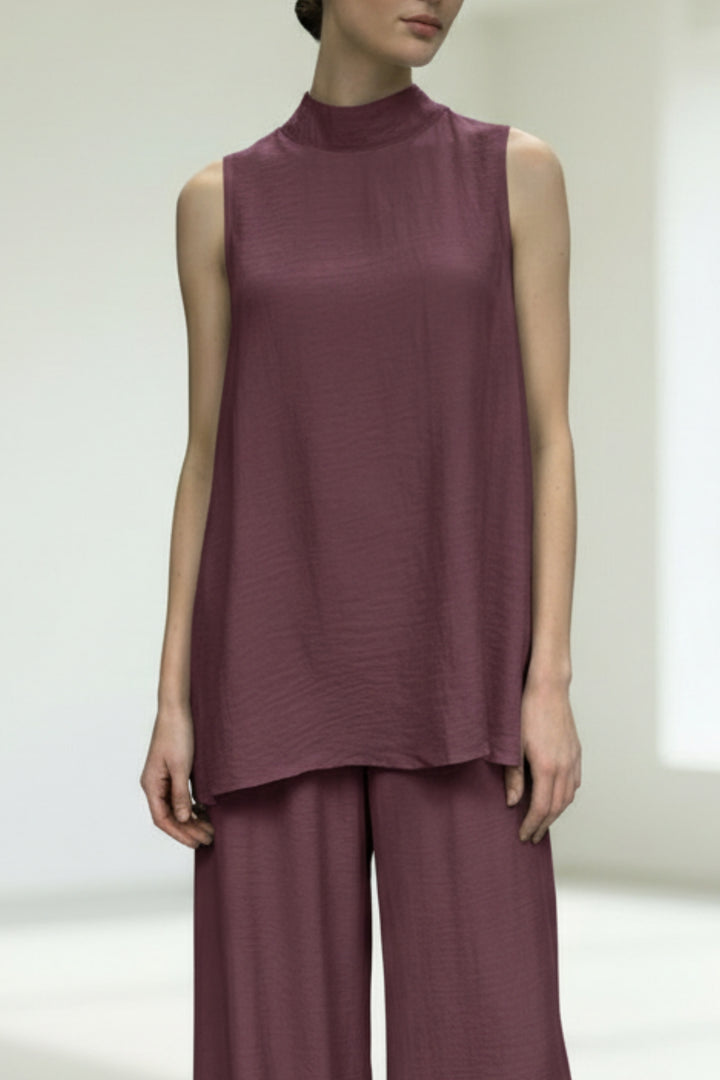 Plum Purple  Back Slit Comfort Co-Ord Set