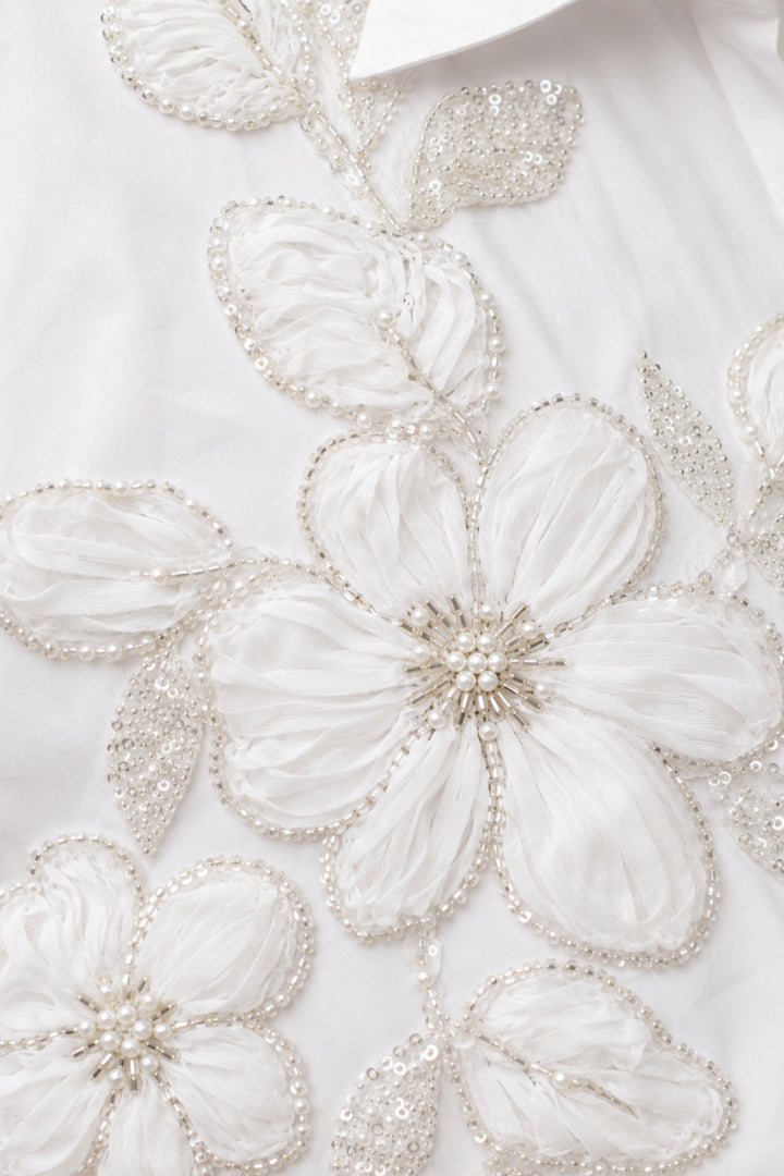 White Floral Oversized Shirt