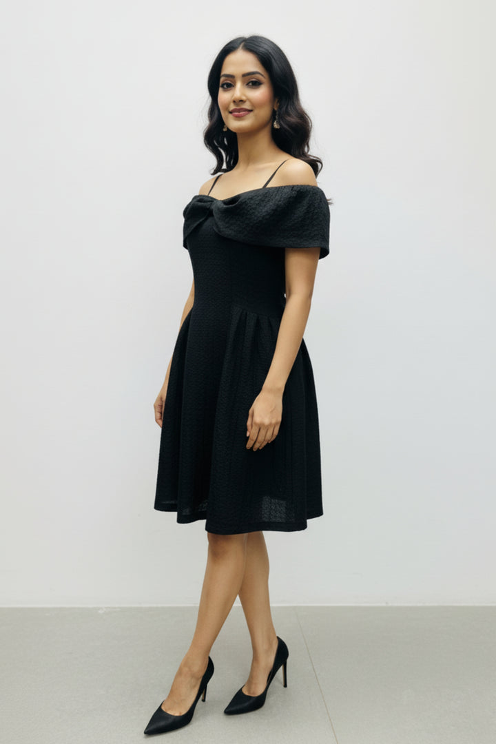 Classic Black Bow-Tie Mini Dress