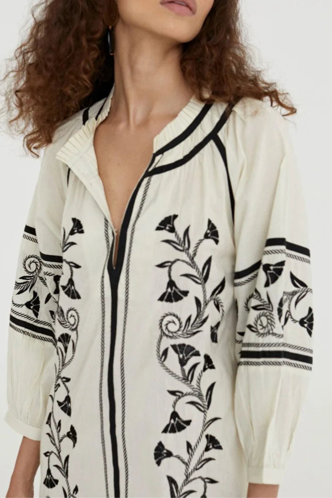 Off-White Embroidered Cotton Dress