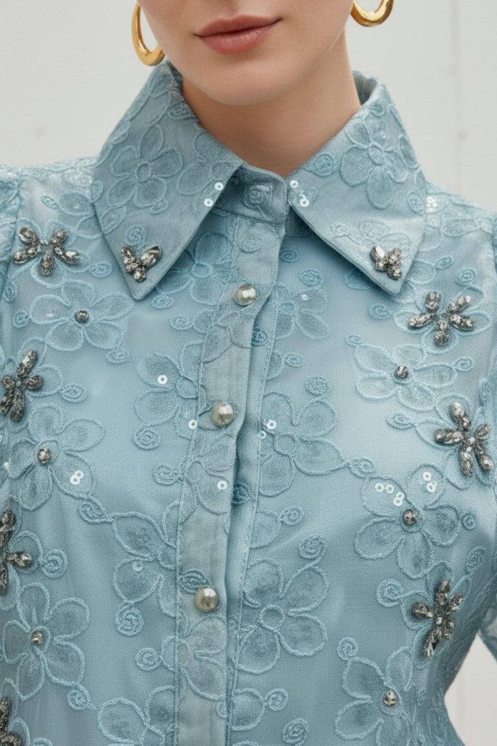 Baby Blue Embroidered Shirt