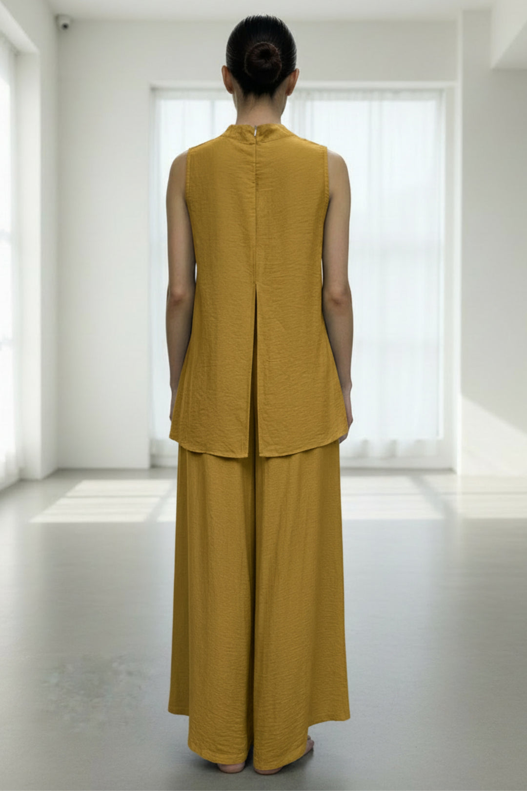 Mustard Back Slit Comfort Coord Set