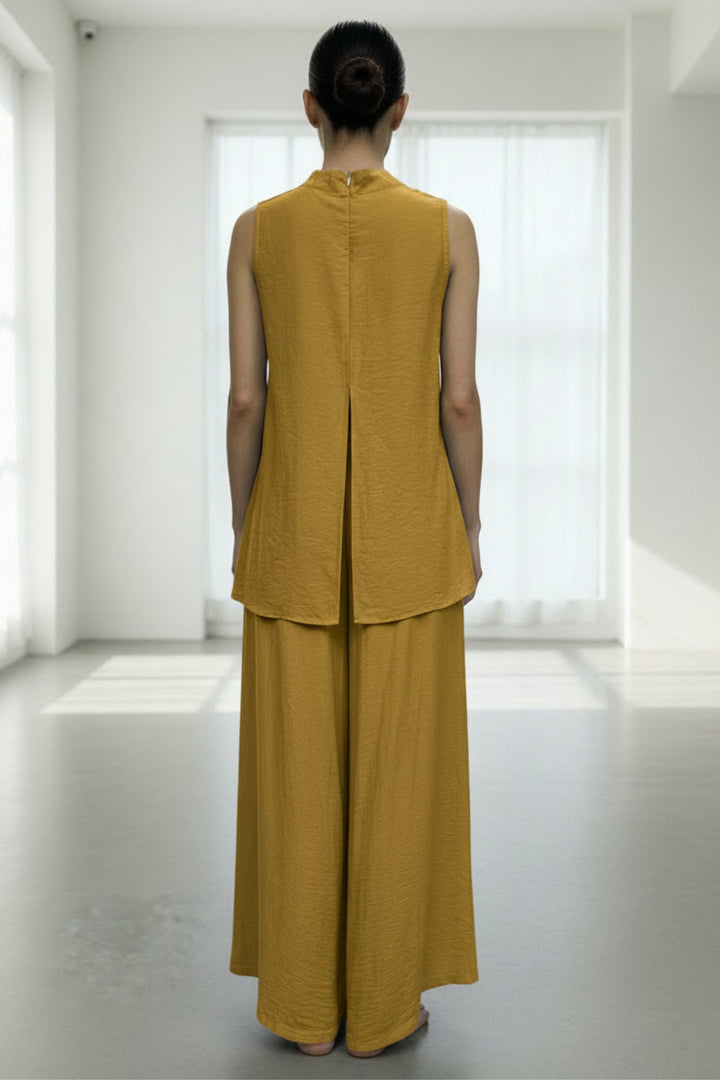 Mustard Back Slit Comfort Coord Set