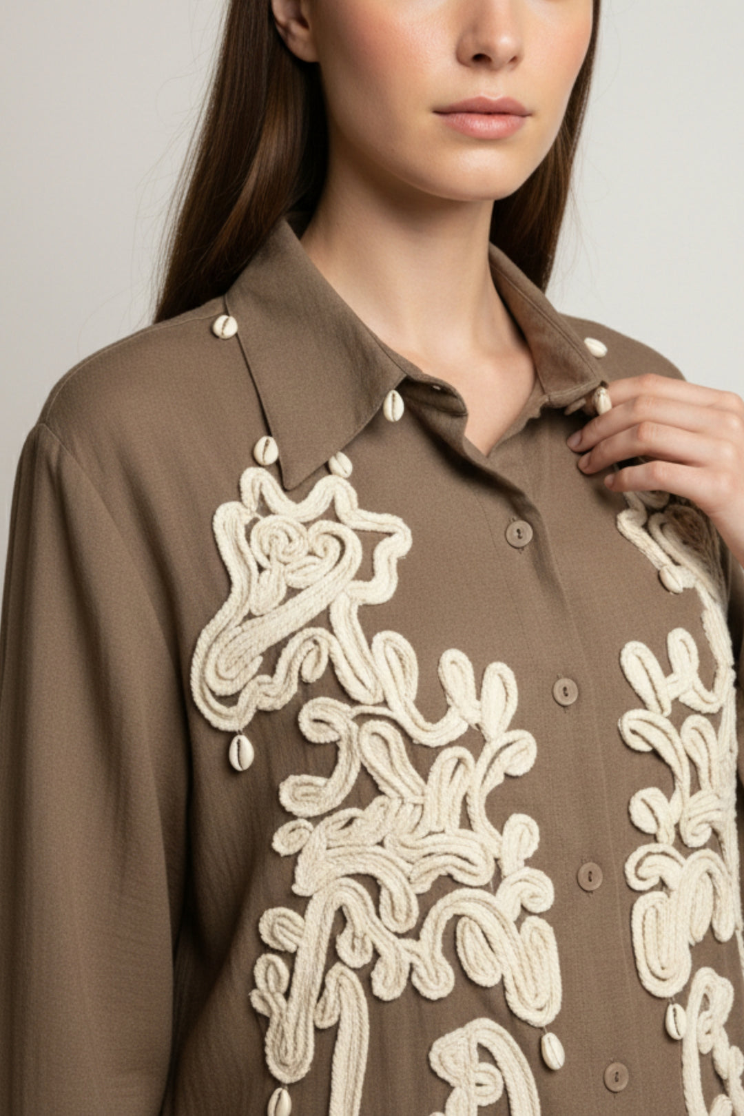 Earthy 3D Cord Embroidery Co-ord set