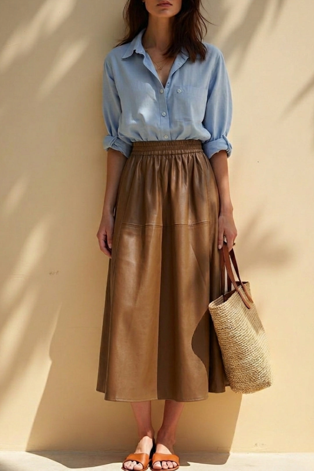 Rustic Brown Leather Skirt