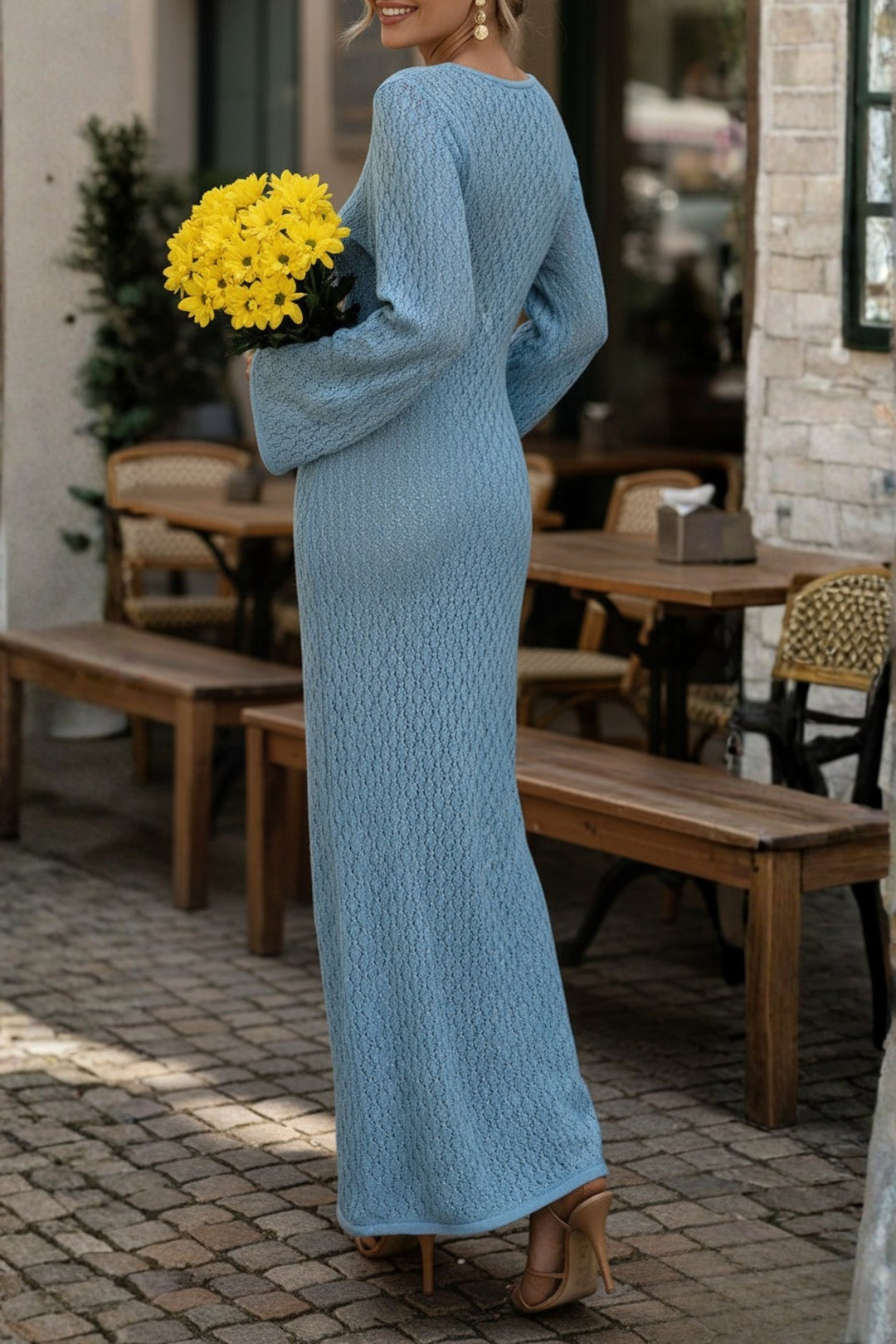 Alexis Blue Crochet Knit Dress