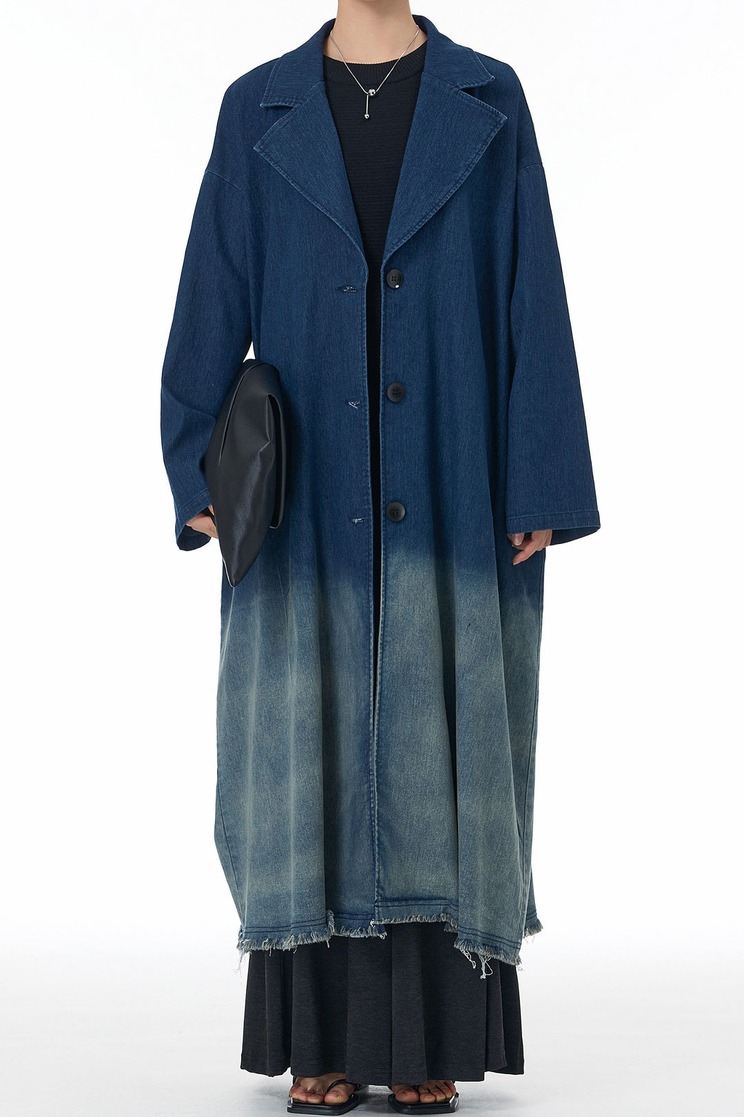 Denim trench coat with pockets