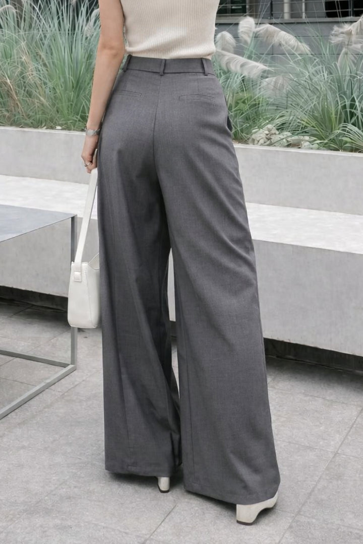 Draped Grey Asymmetrical Pants
