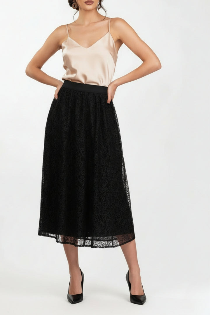 Black Veiled Net Skirt