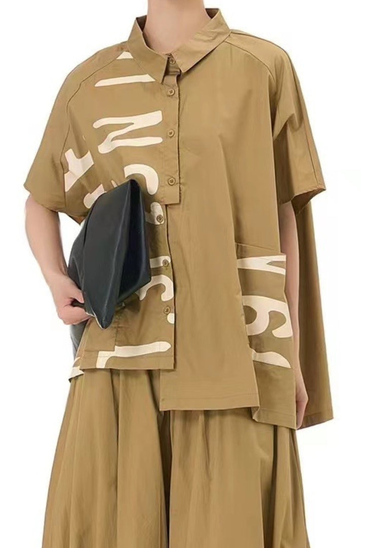 BEIGE CLAY CASCADE OVERSIZED SHIRT