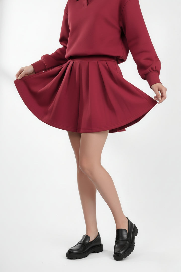 Cherry Red  Bermuda Co-ord Set