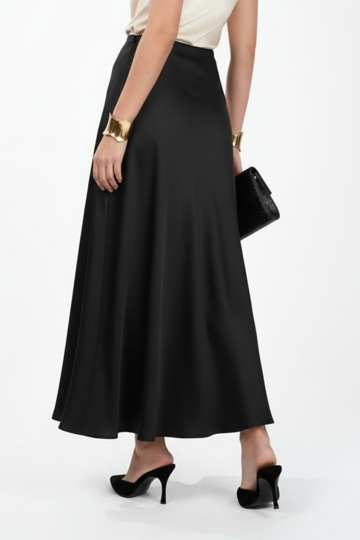 Cosmic Black Satin Skirt