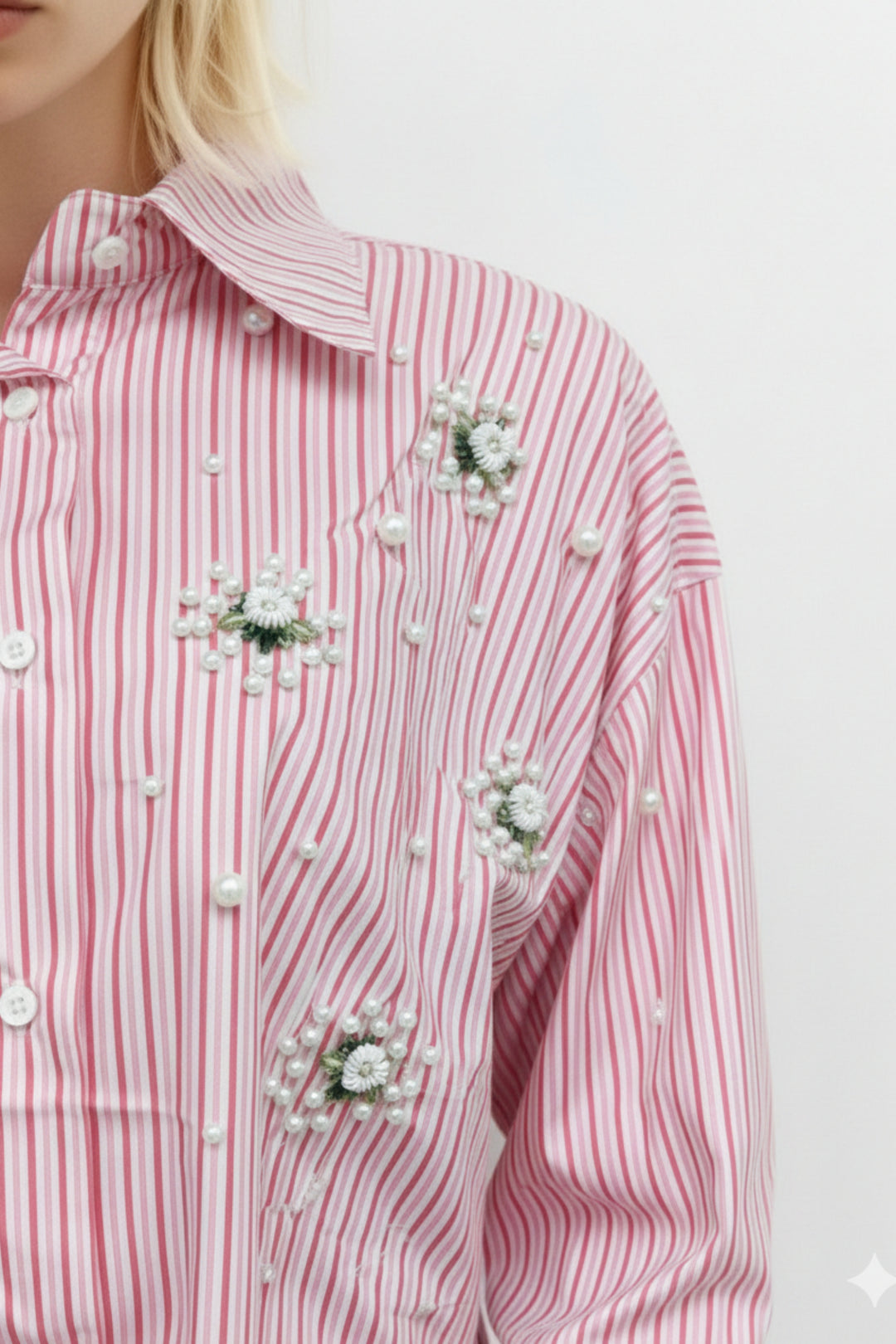 Pink Pearl Bloom Striped Shirt