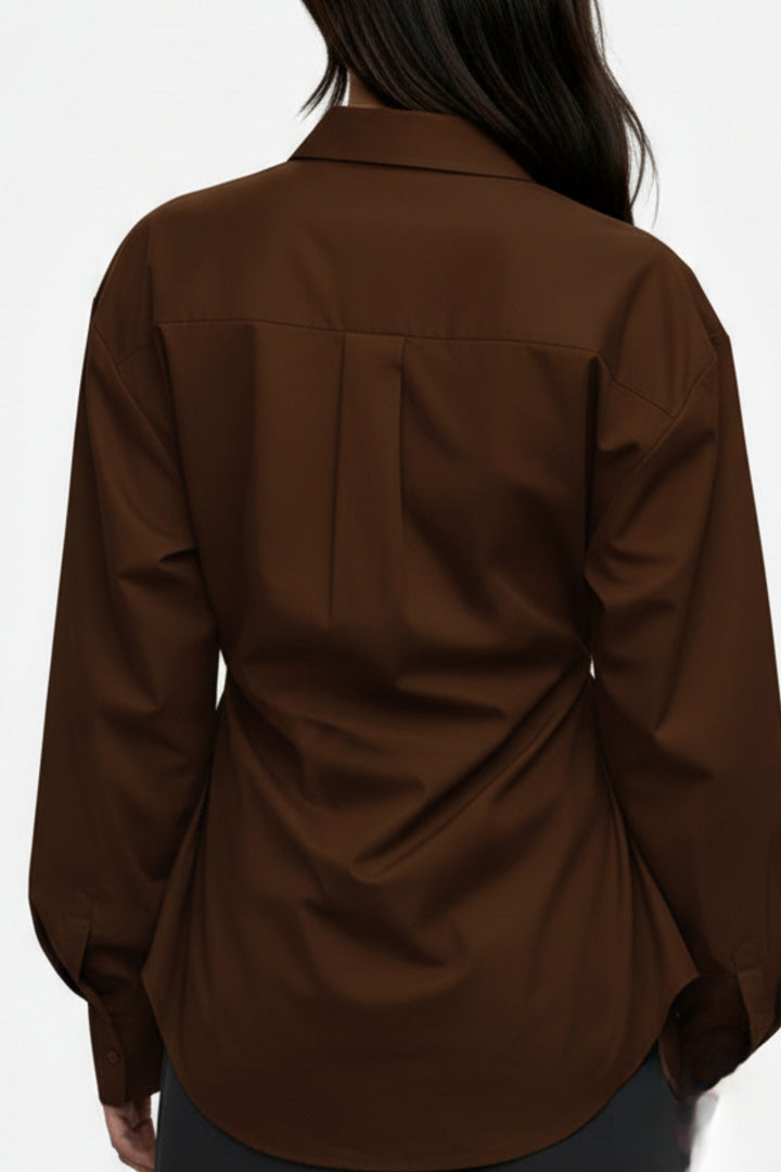 Cocoa Drape Buckle Shirt