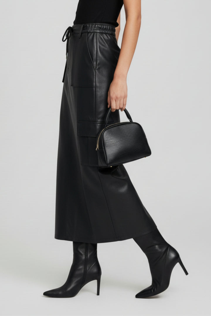 Faux Leather Cargo Skirt