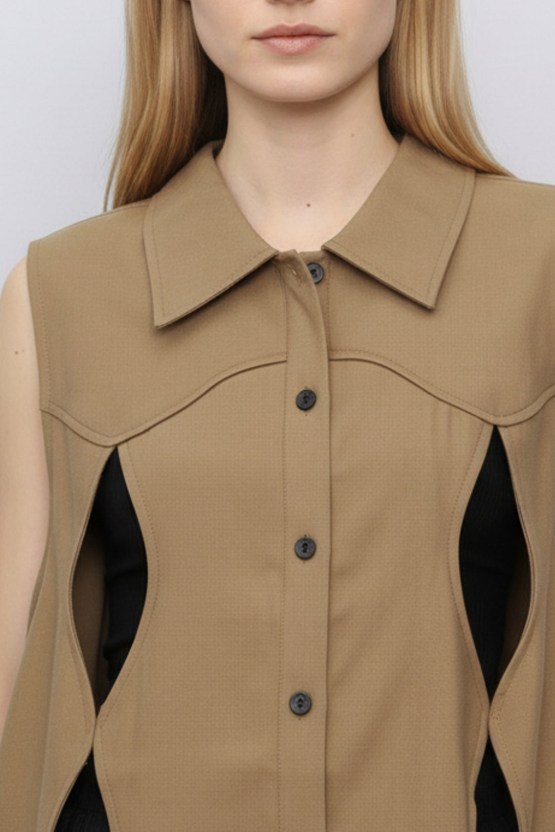 Peanut Brown Cutout Top