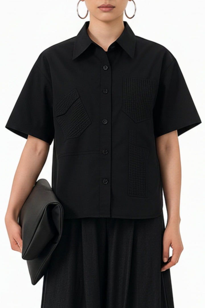 Avery Black Crop Shirt