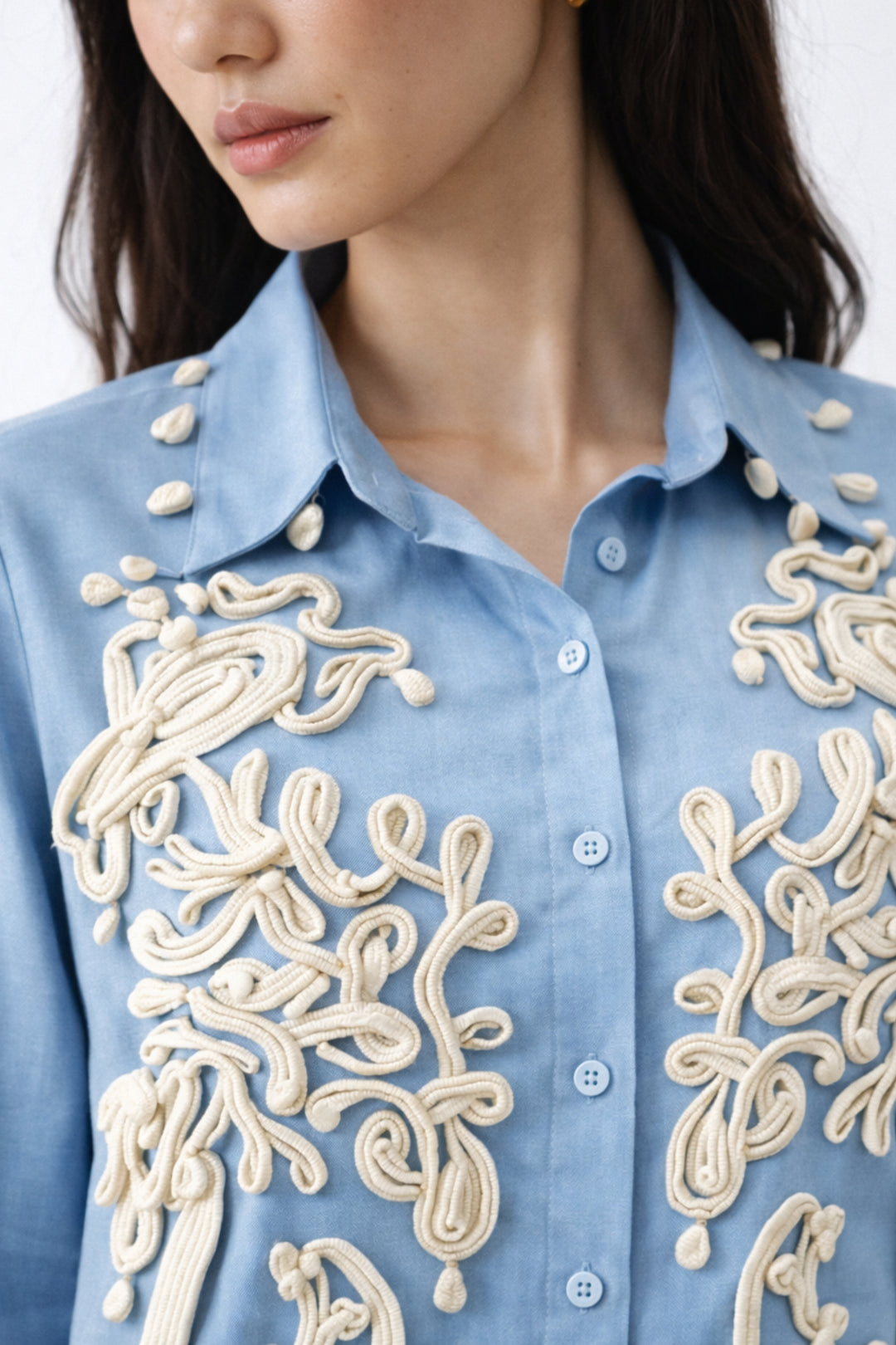 SkyBlue 3D Cord Embroidery Co-ord set