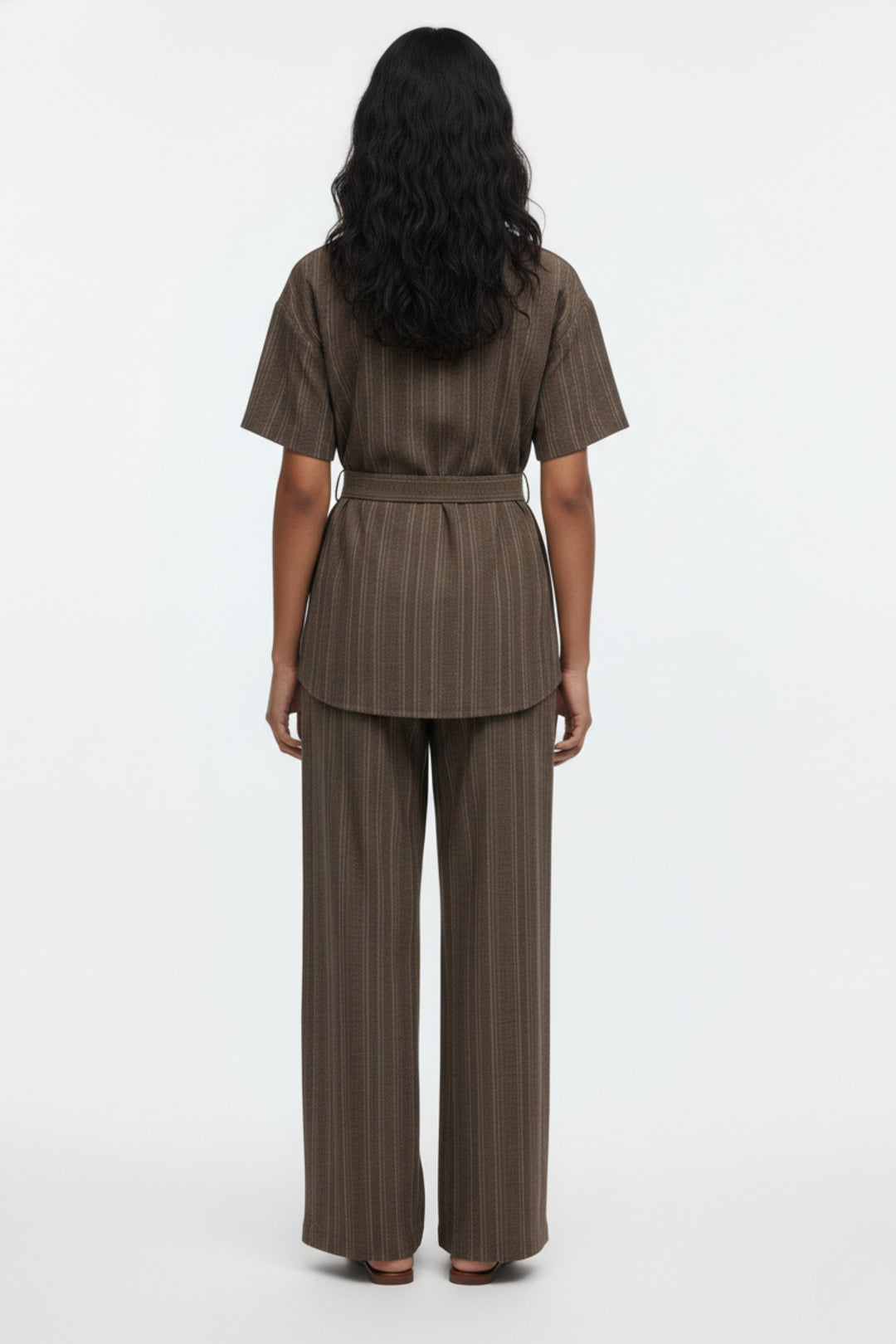Brown Stripe Utility Belted Co-ord Set