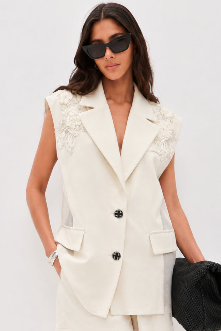 Ivory Embellished Vest