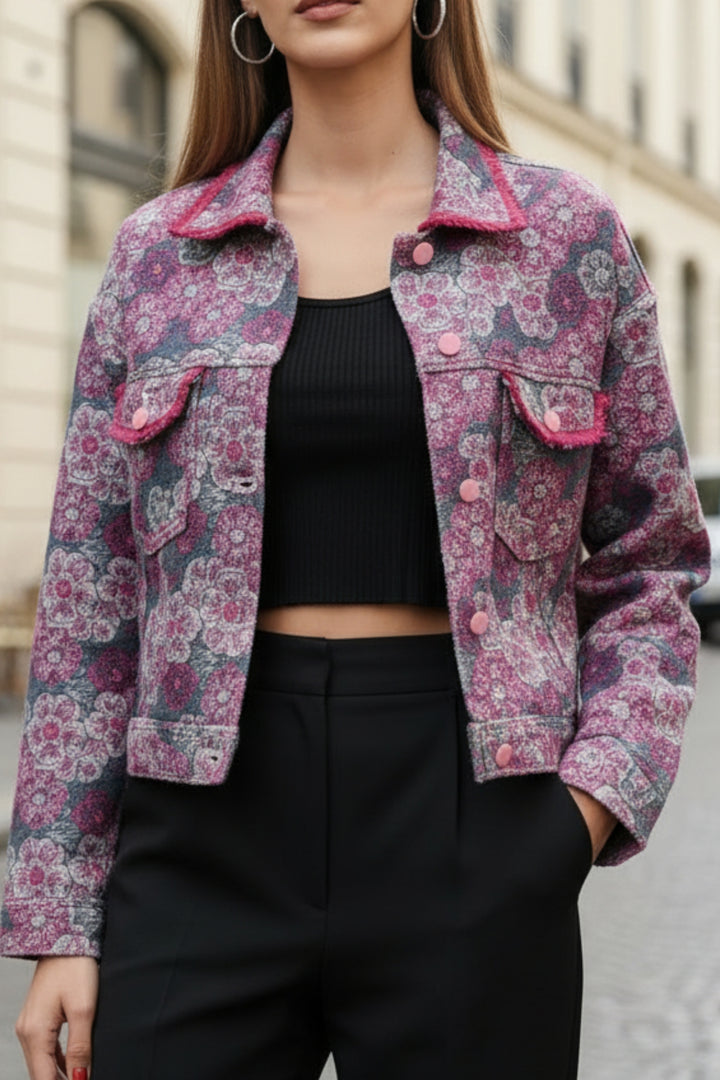 Pink Blossom Denim Jacket
